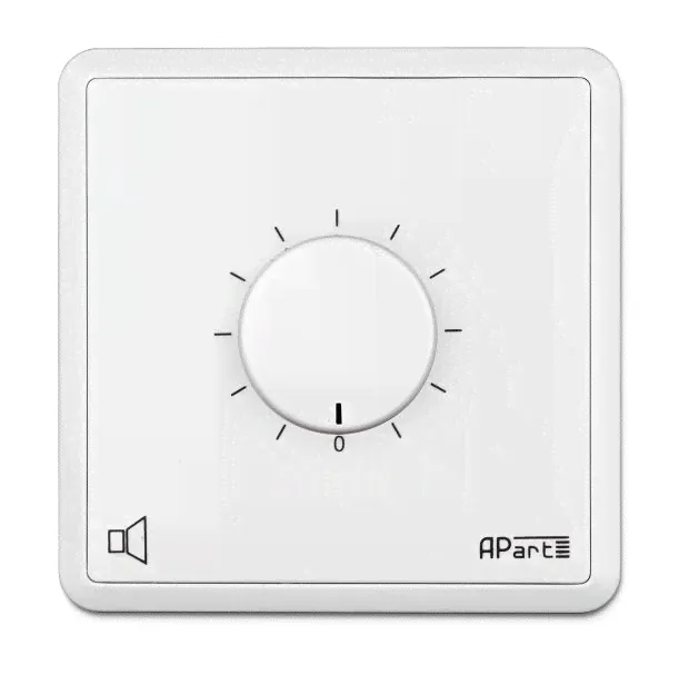 APart E-VOL40 - встраиваемый регулятор громкости белого цвета для 100-вольтовых линий мощностью 40 В